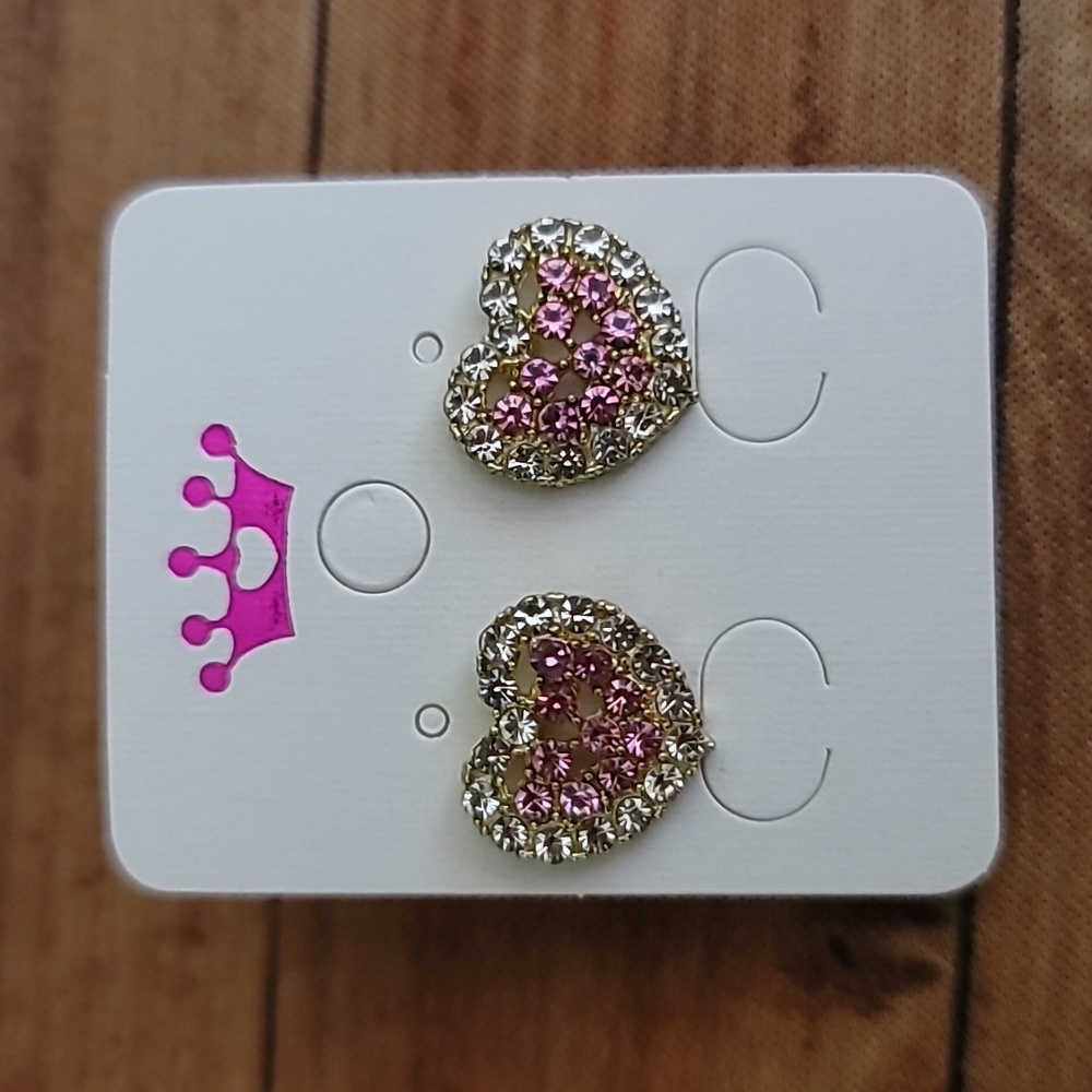 Rhinestone Pink Heart Sparkling Fashionable Stud Earrings